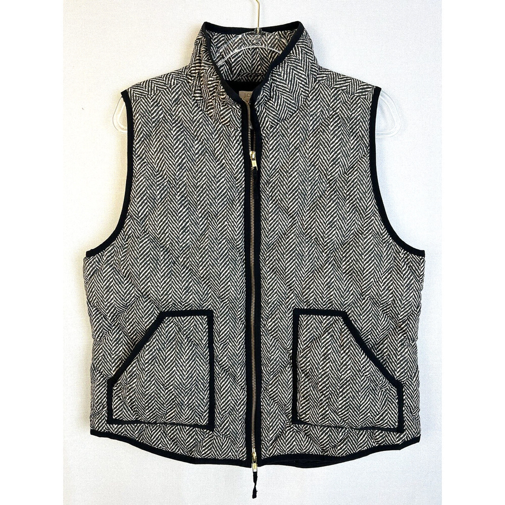 J. Crew Black and White Herringbone Vest